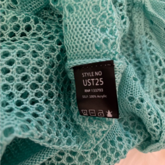 🐠🌞🌊 NWOT POL Aqua Crochet bell sleeve Swim Cover-Up/sweater - Picture 7 of 9